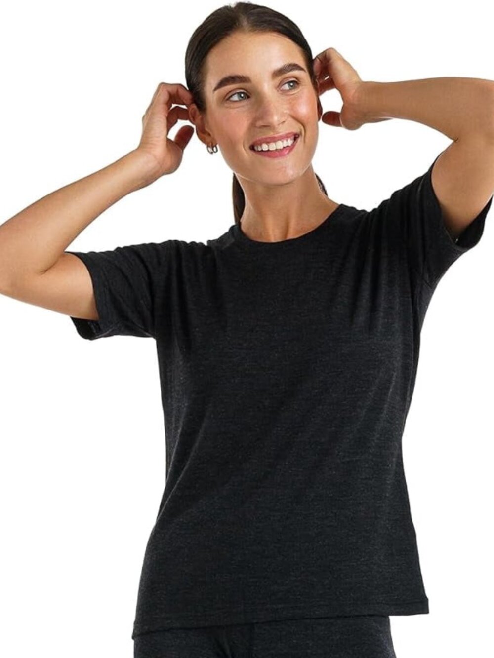 Merino.tech Women’s 100% Merino Wool T Shirt, Ebony Gray